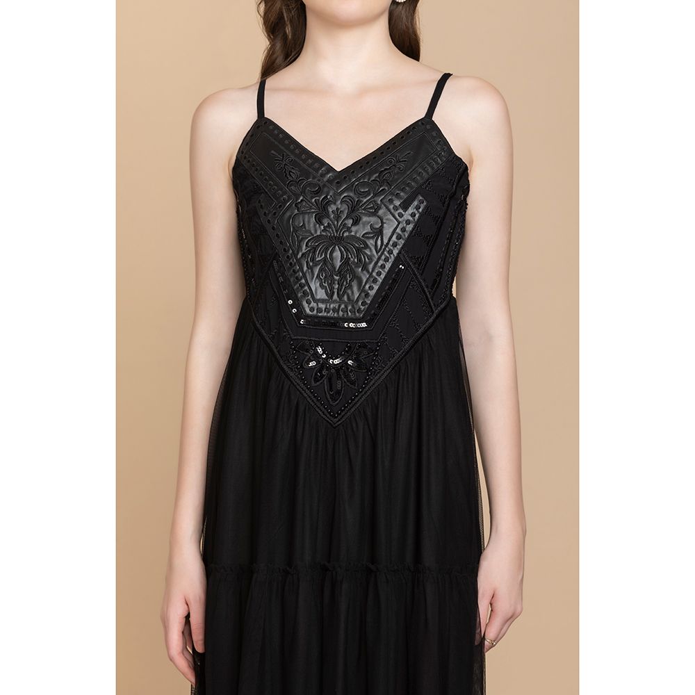 Bohera Janet Elaine Embroidered Leather Tier Dress