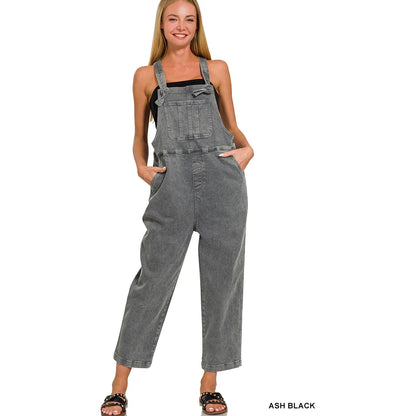 Acid Washed Knot Strap Overalls