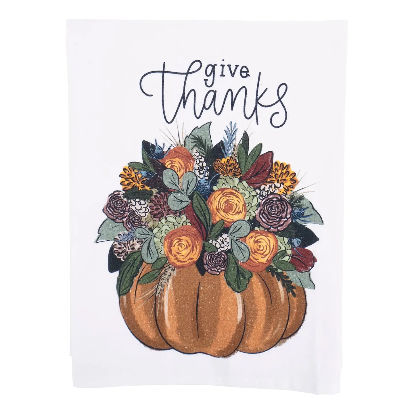 Give Thanks Pumpkin Tea Towel