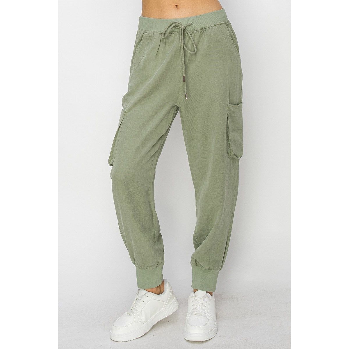 High Rise Cargo Jogger Tencil Pants