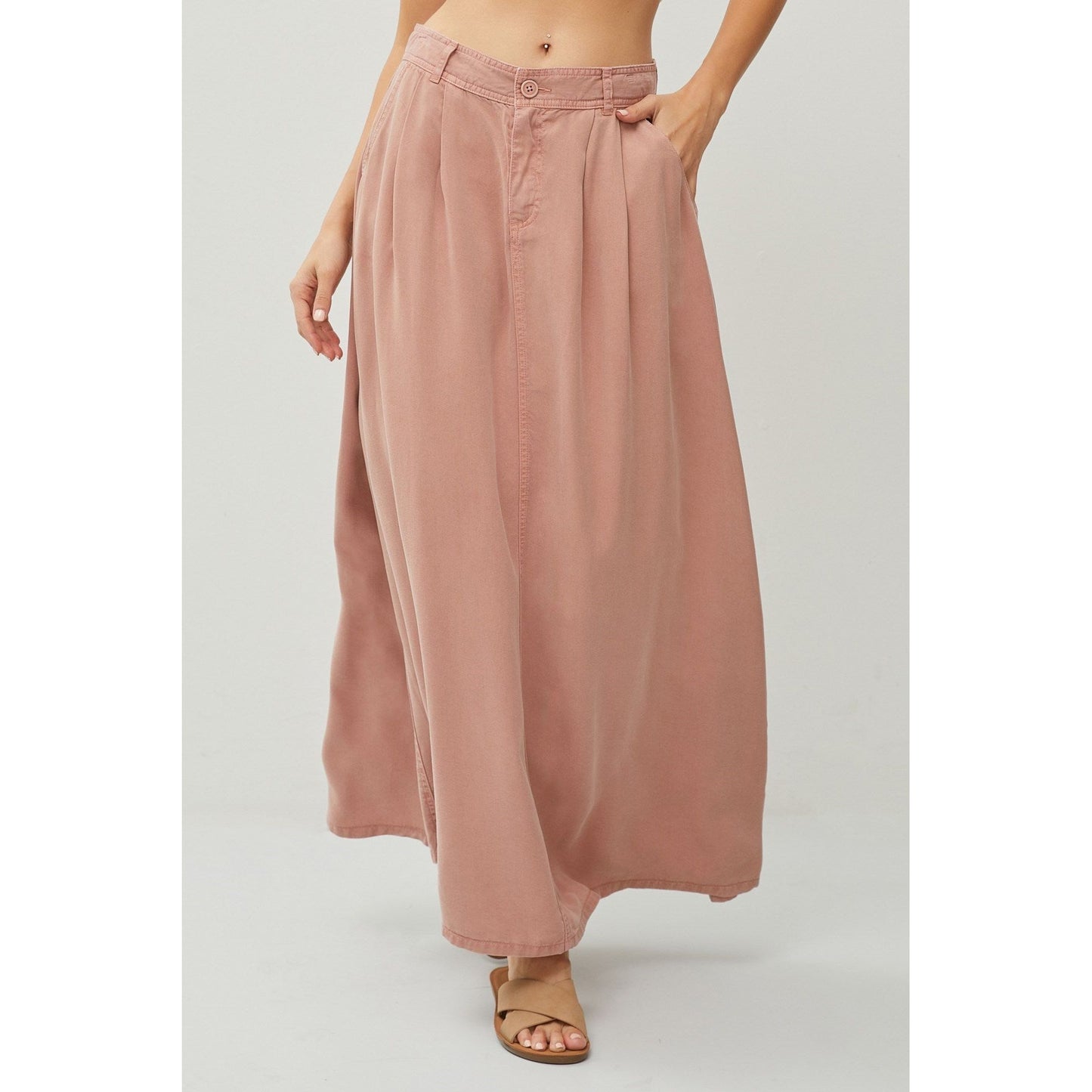 High Rise Full Length Tencel Skirt