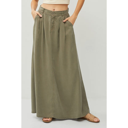 High Rise Full Length Tencel Skirt