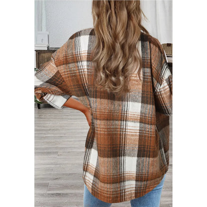 Plaid Flap Pockets Shacket