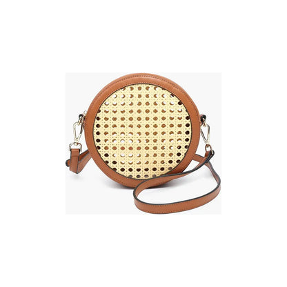 Frances Rattan Circ Crossbody Bag