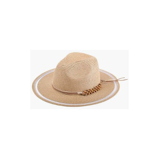 Flynn Straw Fedora with Beaded Band in Natural