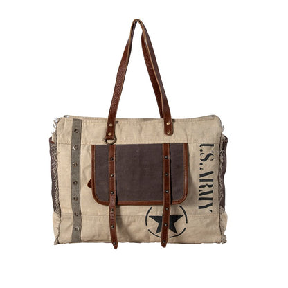 Myra Army Motif Weekender Bag